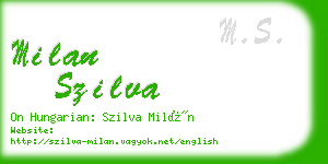 milan szilva business card